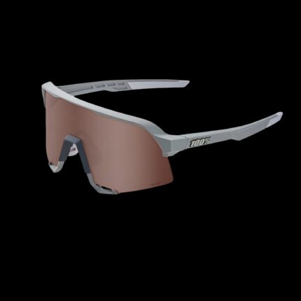 Lentes Ciclismo 100% S3 Soft Tact Stone Grey - Hiper Crimson Silver Mirror Lens